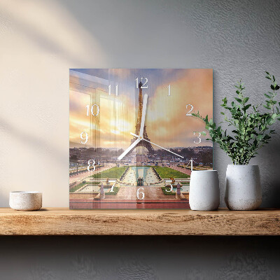 Vierkante glazen klok Eiffeltoren