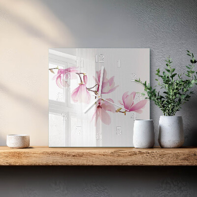 Vierkante glazen klok Magnolia
