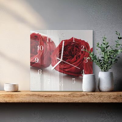 Vierkante glazen klok Bloemen