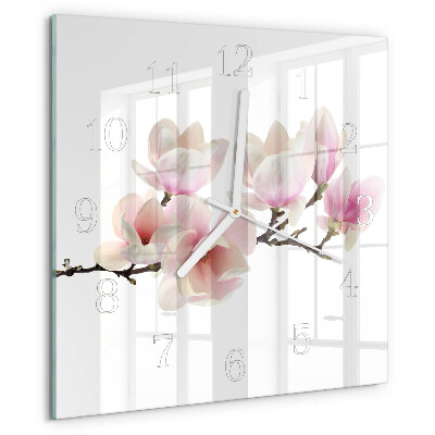 Vierkante glazen klok Magnolia