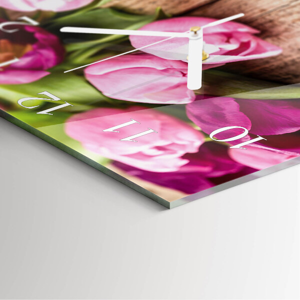 Vierkante glazen klok Tulpen