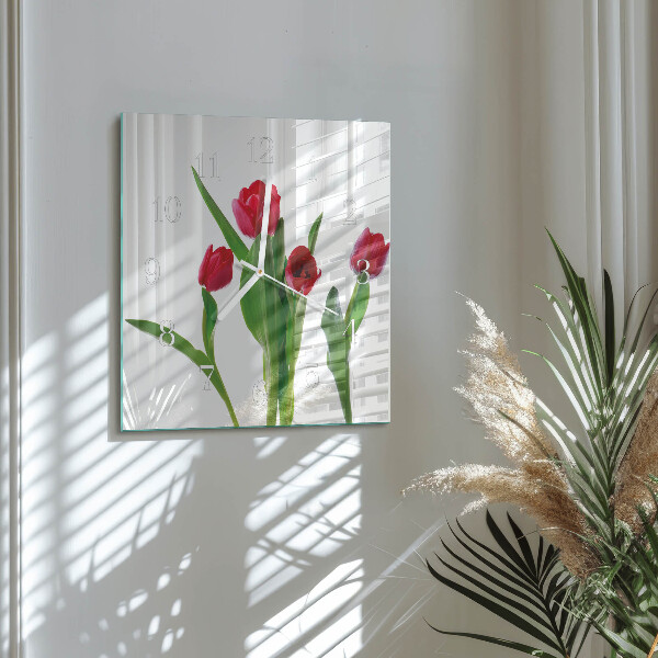Vierkante glazen klok Tulpen