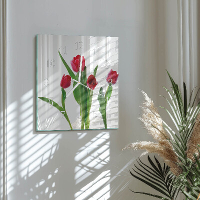 Vierkante glazen klok Tulpen