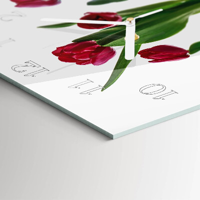 Vierkante glazen klok Tulpen