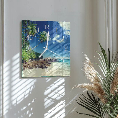 Vierkante glazen klok Palm Beach