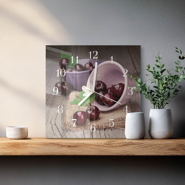 Vierkante glazen klok Bourgondische kersen