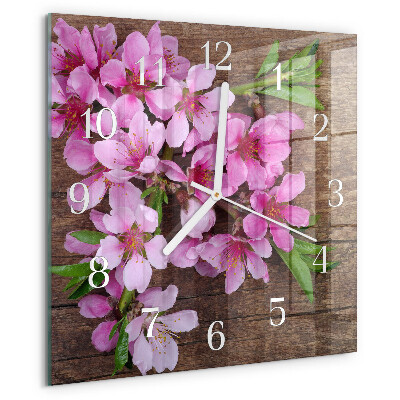 Vierkante glazen klok Bloemen