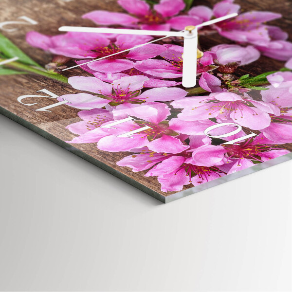 Vierkante glazen klok Bloemen