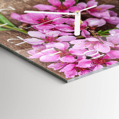 Vierkante glazen klok Bloemen