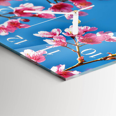 Vierkante glazen klok Bloemen