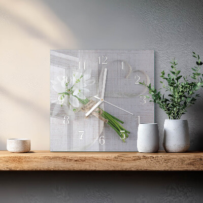 Vierkante glazen klok Boeket bloemen