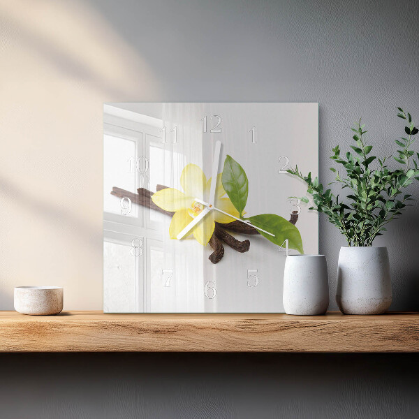 Vierkante glazen klok Vanille-orchidee