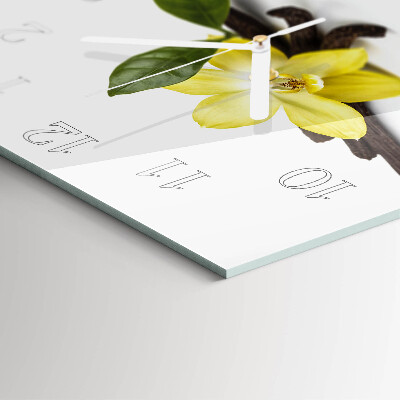 Vierkante glazen klok Vanille-orchidee