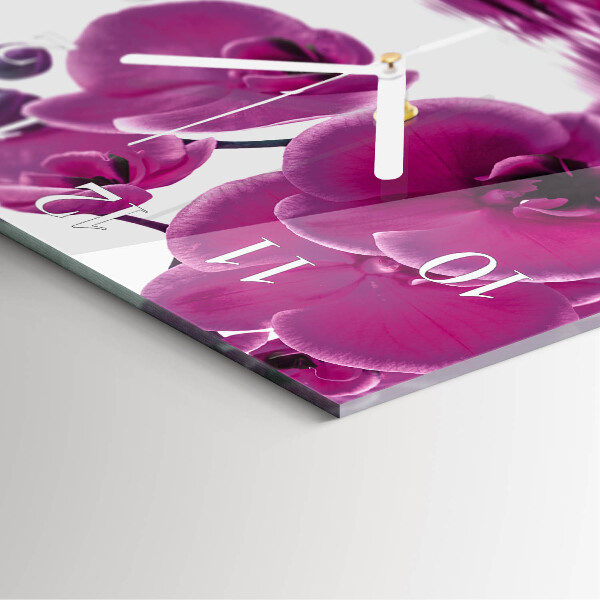 Vierkante glazen klok Orchidee