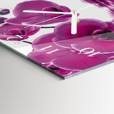 Vierkante glazen klok Orchidee