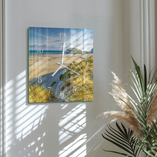 Vierkante glazen klok Strand