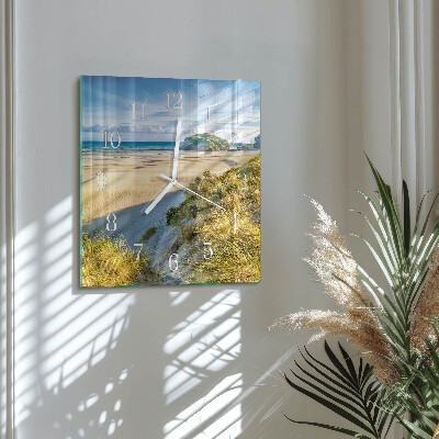 Vierkante glazen klok Strand