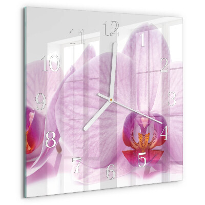 Vierkante glazen klok Orchidee
