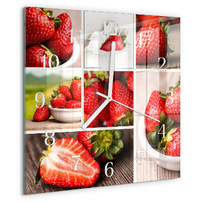 Vierkante glazen klok Aardbeien