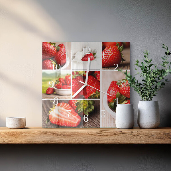 Vierkante glazen klok Aardbeien