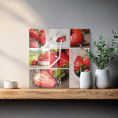 Vierkante glazen klok Aardbeien