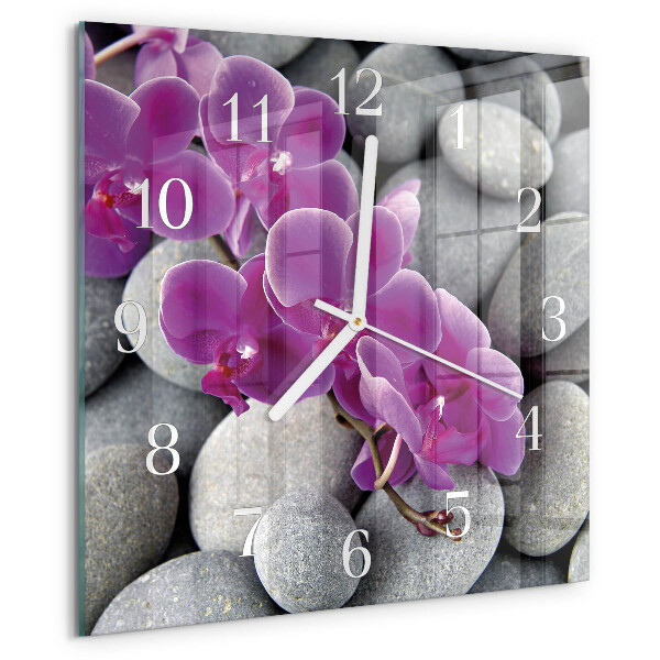 Vierkante glazen klok Orchideeënstenen