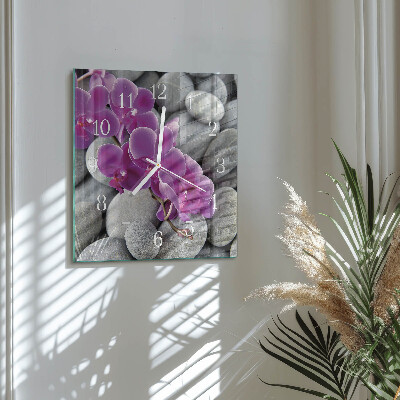 Vierkante glazen klok Orchideeënstenen