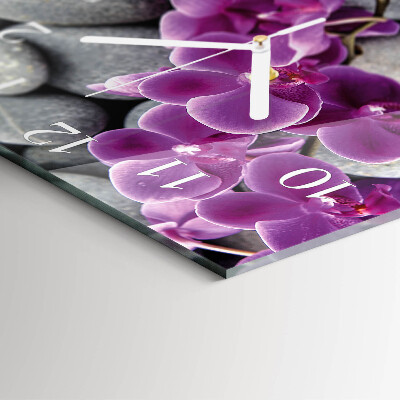 Vierkante glazen klok Orchideeënstenen