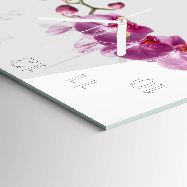 Vierkante glazen klok Orchidee