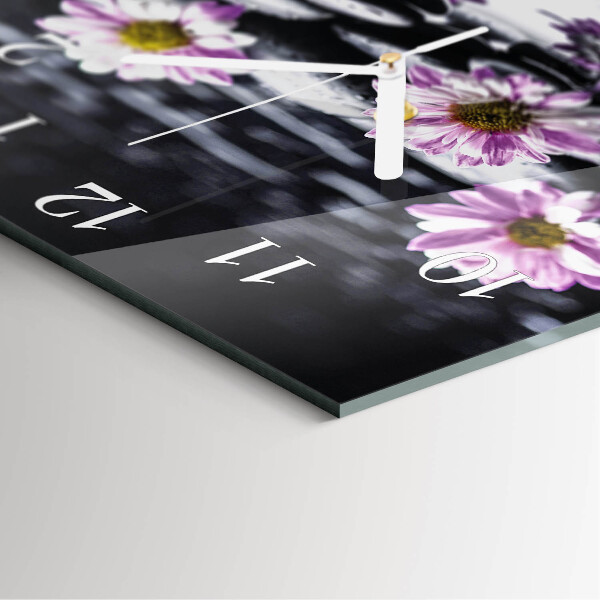 Vierkante glazen klok Bloemen