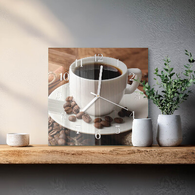 Vierkante glazen klok Koffie