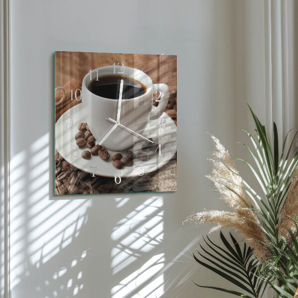 Vierkante glazen klok Koffie