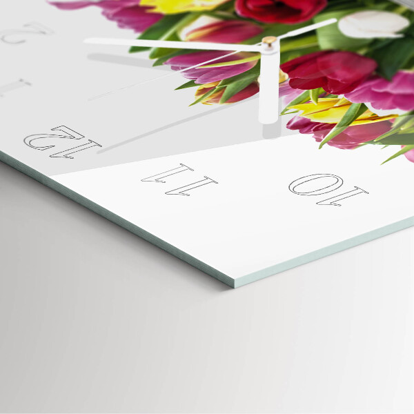 Vierkante glazen klok Tulpen
