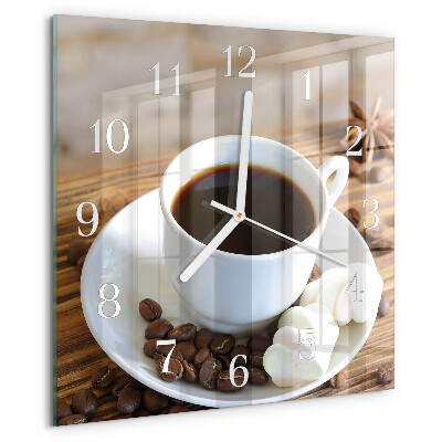 Vierkante glazen klok Koffie