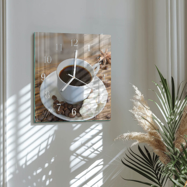 Vierkante glazen klok Koffie