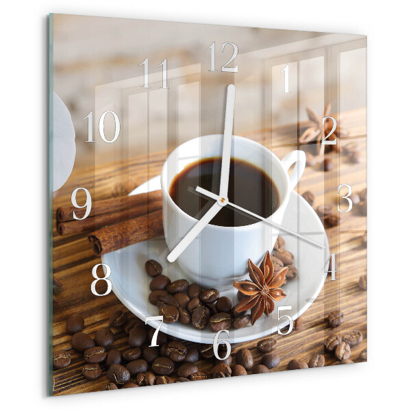 Vierkante glazen klok Koffie