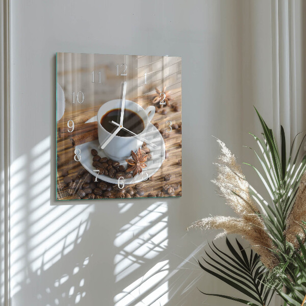 Vierkante glazen klok Koffie