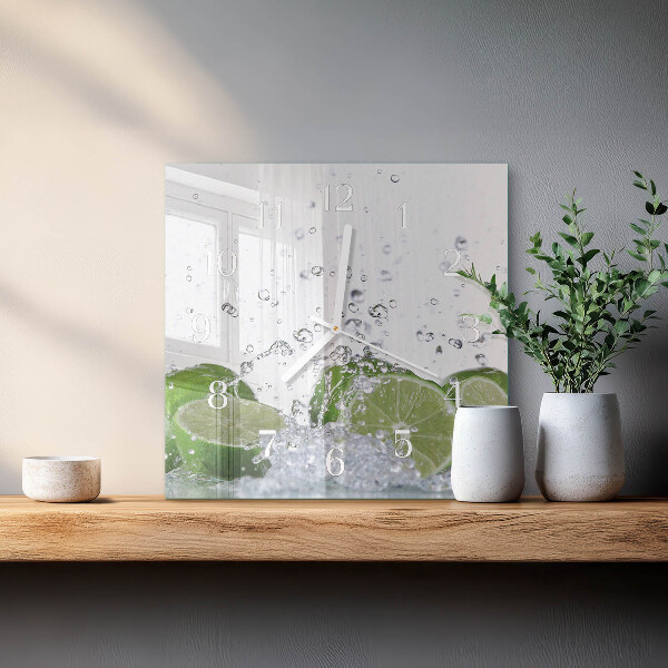 Vierkante glazen klok Limoenen