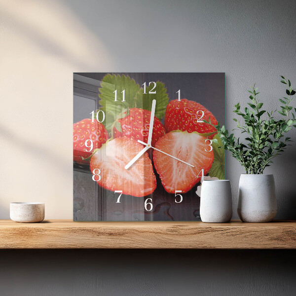 Vierkante glazen klok Aardbeien