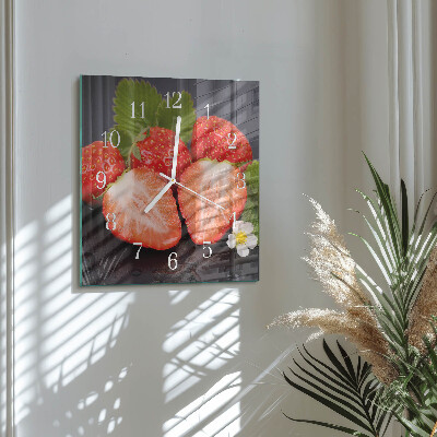 Vierkante glazen klok Aardbeien