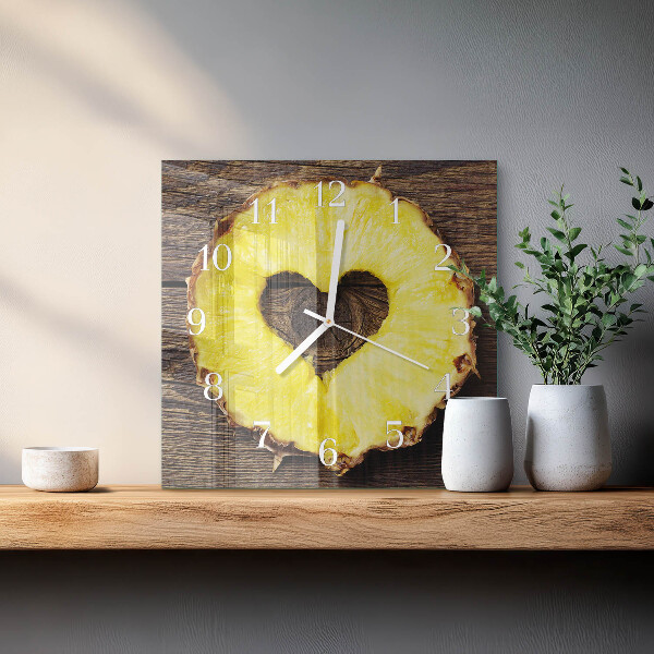 Vierkante glazen klok Ananas