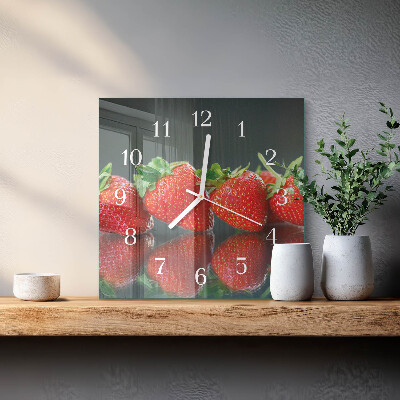 Vierkante glazen klok Aardbeien