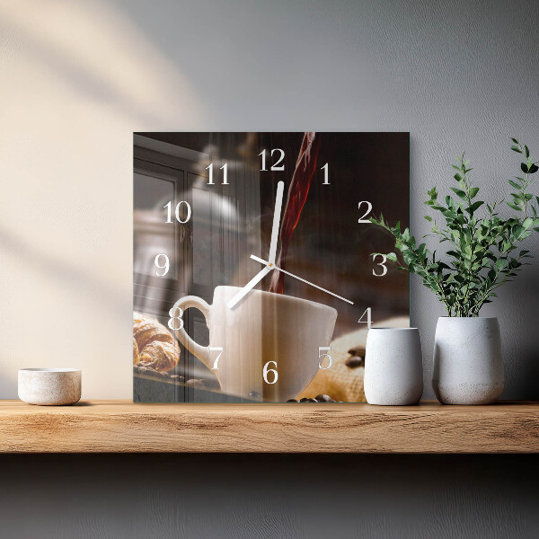 Vierkante glazen klok Koffie