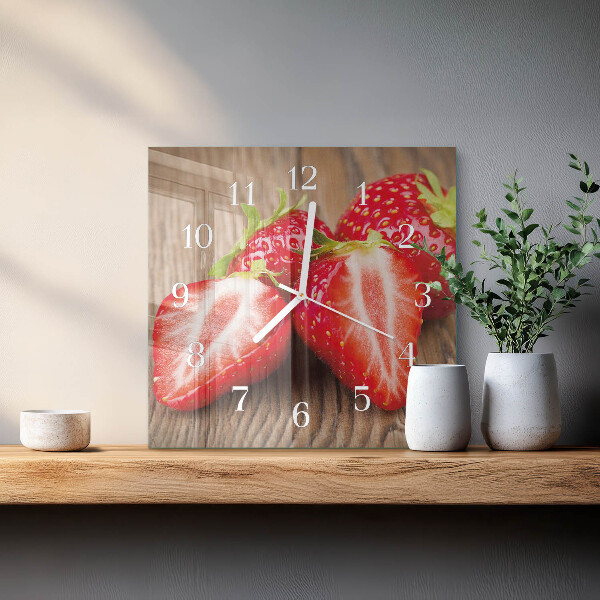 Vierkante glazen klok Aardbeien