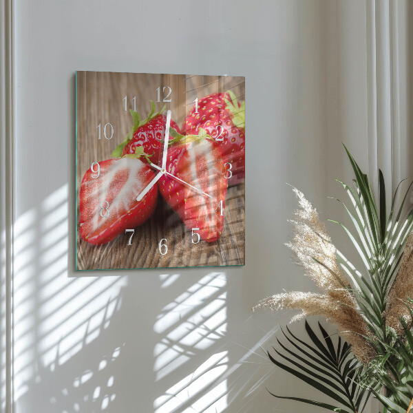 Vierkante glazen klok Aardbeien