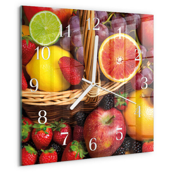 Vierkante glazen klok Fruit