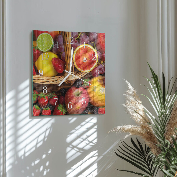 Vierkante glazen klok Fruit