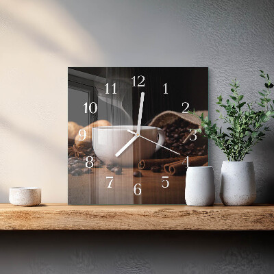 Vierkante glazen klok Koffie