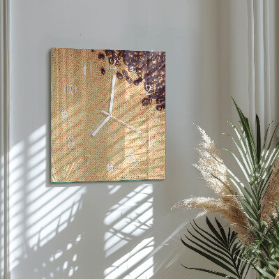 Vierkante glazen klok Koffiebonen