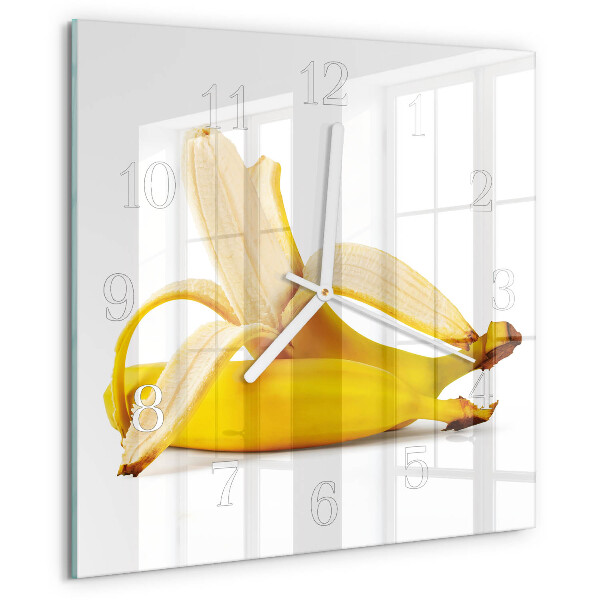 Vierkante glazen klok Bananen